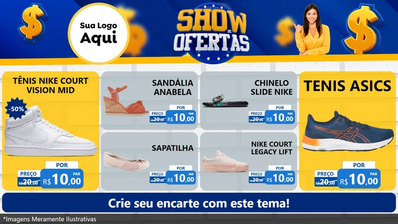 Modelo de TV para TV Horizontal com o tema Show de Ofertas para Calçados