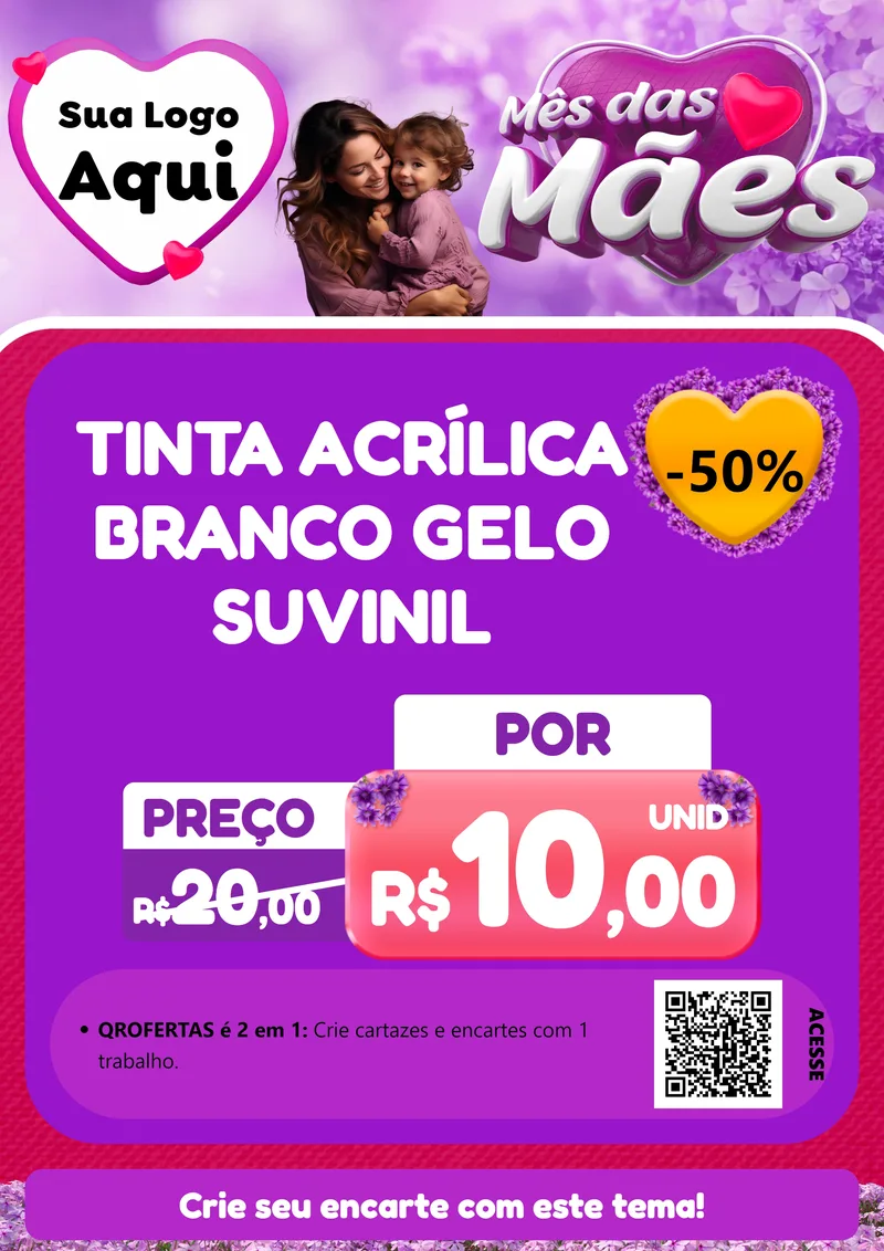 Modelo de Cartaz para Cartaz A4 Vertical com o tema Mês das Mães para Tintas e Ferramentas