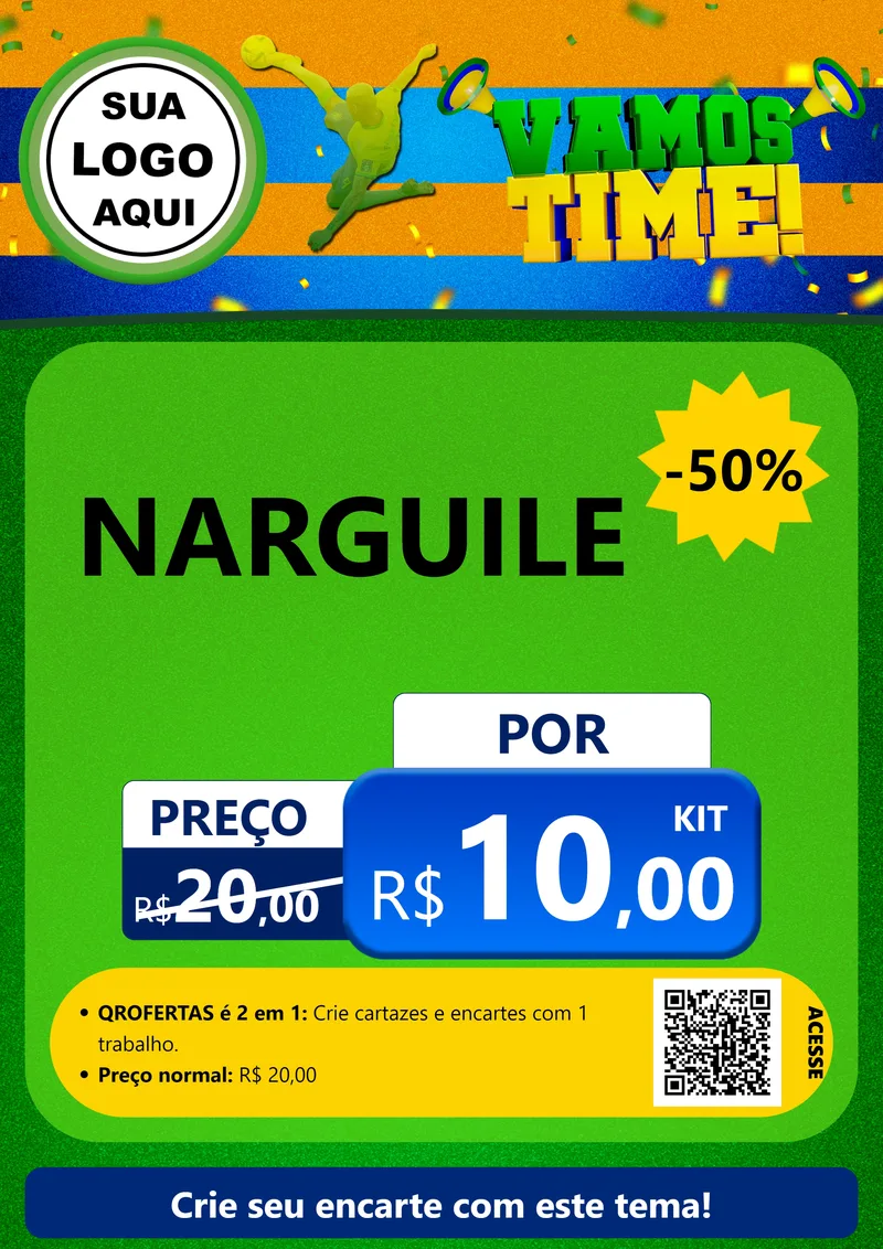 Modelo de Cartaz para Cartaz A4 Vertical com o tema Vamos Time! para Tabacaria