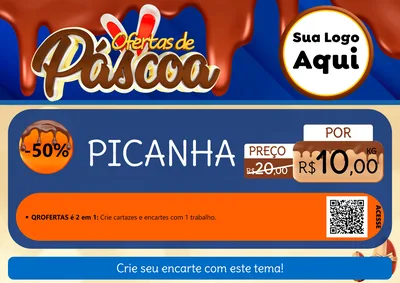 Modelo de Cartaz para Cartaz A4 Horizontal com o tema Ofertas de Páscoa para Açougue