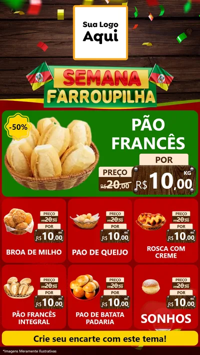 Modelo de Rede Social para Stories com o tema Semana Farroupilha para Padaria