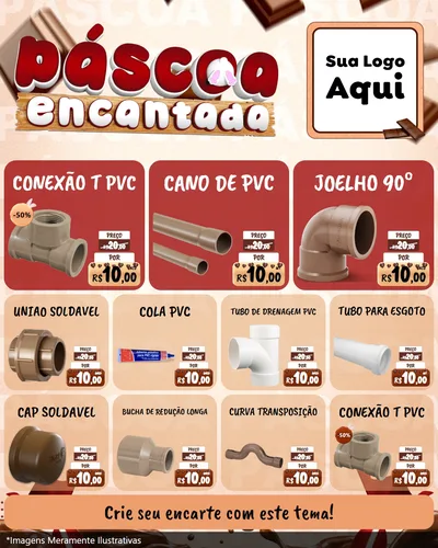 Modelo de Rede Social para Feed Instagram com o tema Páscoa Encantada para Tubos e conexões