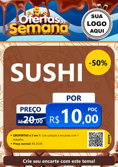 Modelo de Cartaz para Cartaz A4 Vertical com o tema Ofertas da Semana - Páscoa para Comida japonesa