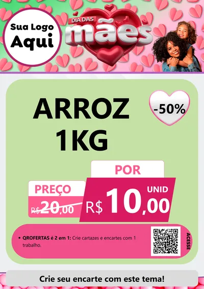 Modelo de Cartaz para Cartaz A4 Vertical com o tema Dia das Mães para Supermercado