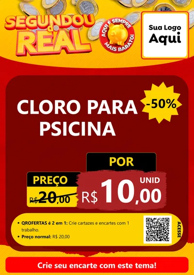 Modelo de Cartaz para Cartaz A4 Vertical com o tema Segundou do Real para Produtos para Piscina