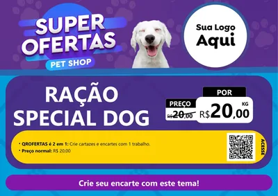 Modelo de Cartaz para Cartaz A4 Horizontal com o tema Super Ofertas Pet Shop para Pet Shop