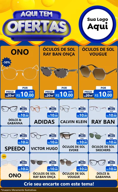 Modelo de Encarte para Encarte Grande com o tema Aqui Tem Ofertas para Óticas