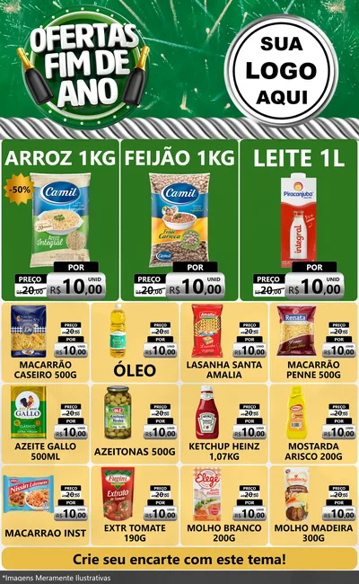 Modelo de Encarte para Encarte Grande com o tema Ofertas Fim de Ano para Supermercado