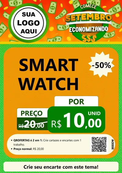 Modelo de Cartaz para Cartaz A4 Vertical com o tema Comece Setembro Economizando para Informática