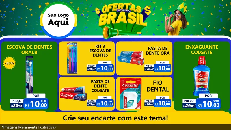 Modelo de TV para TV Horizontal com o tema Ofertas Semana do Brasil para Higiene Pessoal