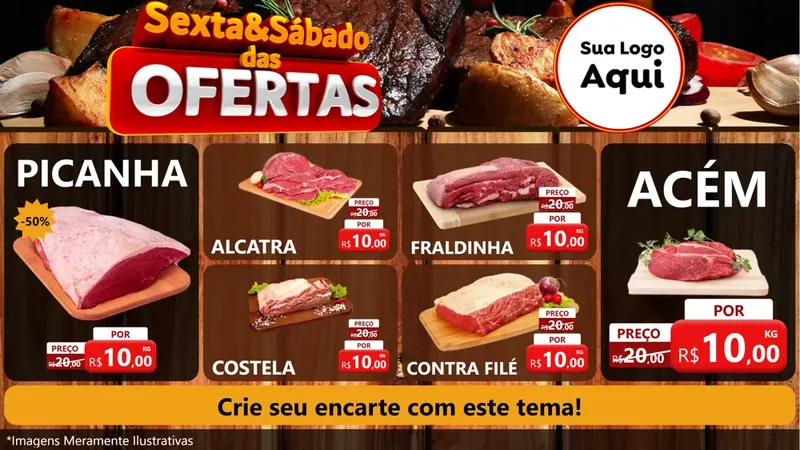 Modelo de TV para TV Horizontal com o tema Sexta e Sábado das Ofertas para Açougue