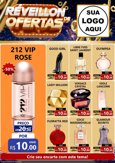 Modelo de Encarte para Encarte A4 Vertical com o tema Réveillon de Ofertas para Perfumes