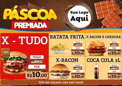 Modelo de Encarte para Encarte A4 Horizontal com o tema Páscoa Premiada para Hamburgueria