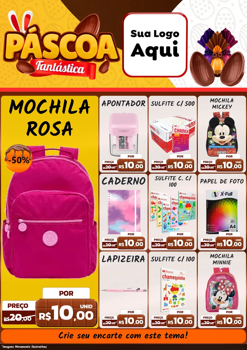 Modelo de Encarte para Encarte A4 Vertical com o tema Páscoa Fantástica para Papelaria