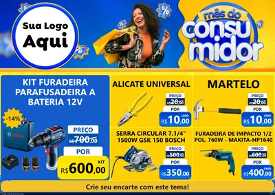 Modelo de Encarte para Encarte A4 Horizontal com o tema Mês do Consumidor para Maquinas e Ferramentas