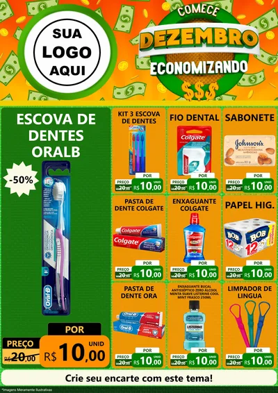 Modelo de Encarte para Encarte A4 Vertical com o tema Comece Dezembro Economizando para Higiene Pessoal