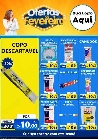Modelo de Encarte para Encarte A4 Vertical com o tema Ofertas de Fevereiro para Embalagens