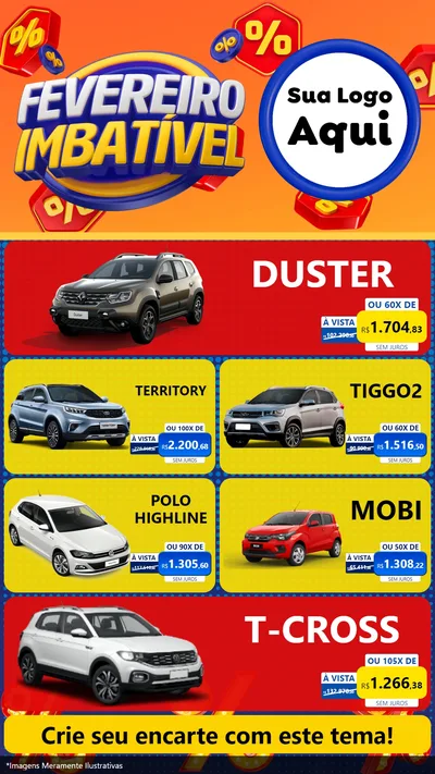 Modelo de TV para TV Vertical com o tema Fevereiro Imbatível para Concessionaria de Carros