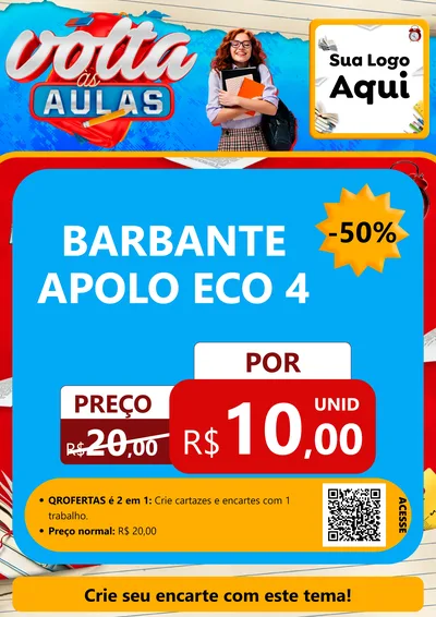 Modelo de Cartaz para Cartaz A4 Vertical com o tema Volta às Aulas para Armarinho e Aviamentos
