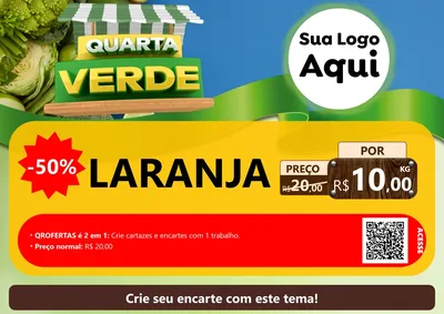 Modelo de Cartaz para Cartaz A4 Horizontal com o tema Quarta Verde para Hortifrúti