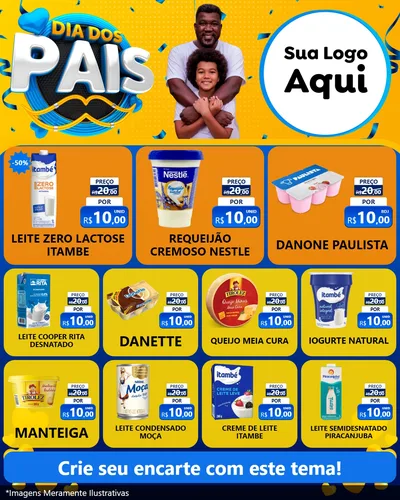 Modelo de Rede Social para Feed Instagram com o tema Dia dos Pais para Frios e Laticínios