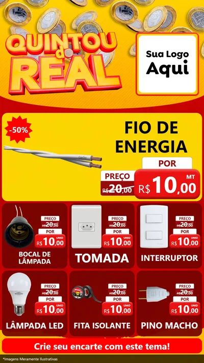 Modelo de Rede Social para Stories com o tema Quintou do Real para Materiais Elétricos