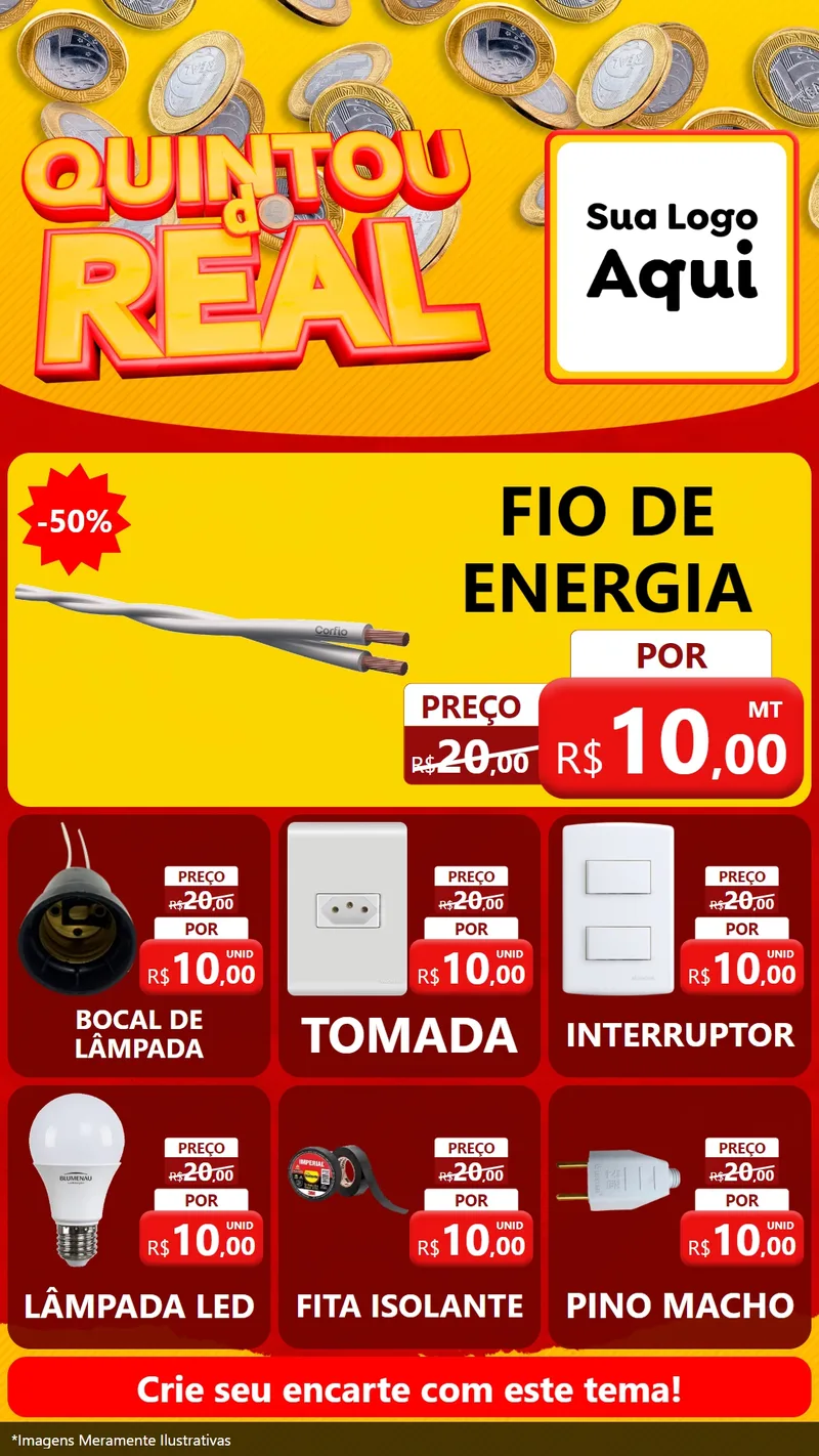Modelo de Rede Social para Stories com o tema Quintou do Real para Materiais Elétricos