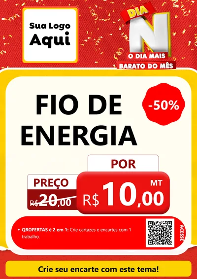 Modelo de Cartaz para Cartaz A4 Vertical com o tema Dia N o Dia Mais Barato do Mês para Materiais Elétricos