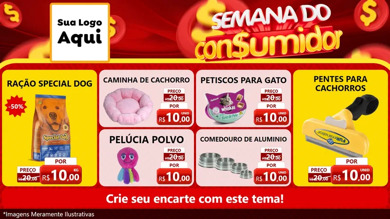 Modelo de TV para TV Horizontal com o tema Semana do Consumidor para Pet Shop