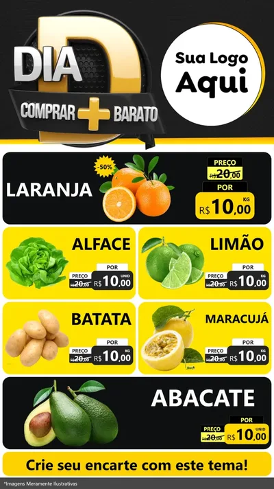 Modelo de TV para TV Vertical com o tema Dia D Mais Economia para Hortifrúti