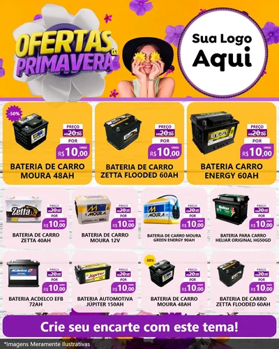 Modelo de Rede Social para Feed Instagram com o tema Ofertas Da Primavera para Baterias Elétricas