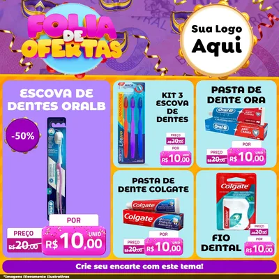 Modelo de Rede Social para Feed Facebook com o tema Folia de Ofertas para Higiene Pessoal