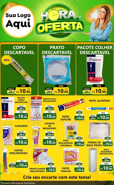 Modelo de Encarte para Encarte Grande com o tema Hora da Oferta para Embalagens