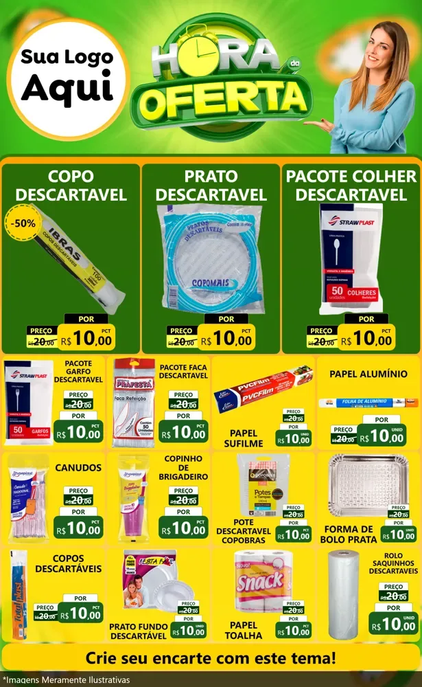 Modelo de Encarte para Encarte Grande com o tema Hora da Oferta para Embalagens