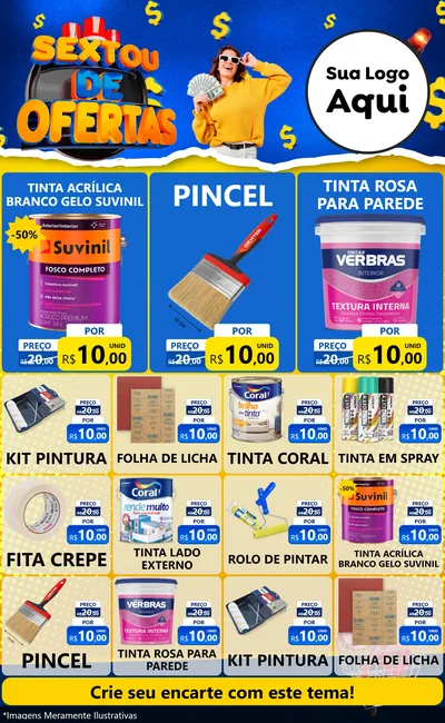 Modelo de Encarte para Encarte Grande com o tema Sextou de Ofertas para Tintas e Ferramentas