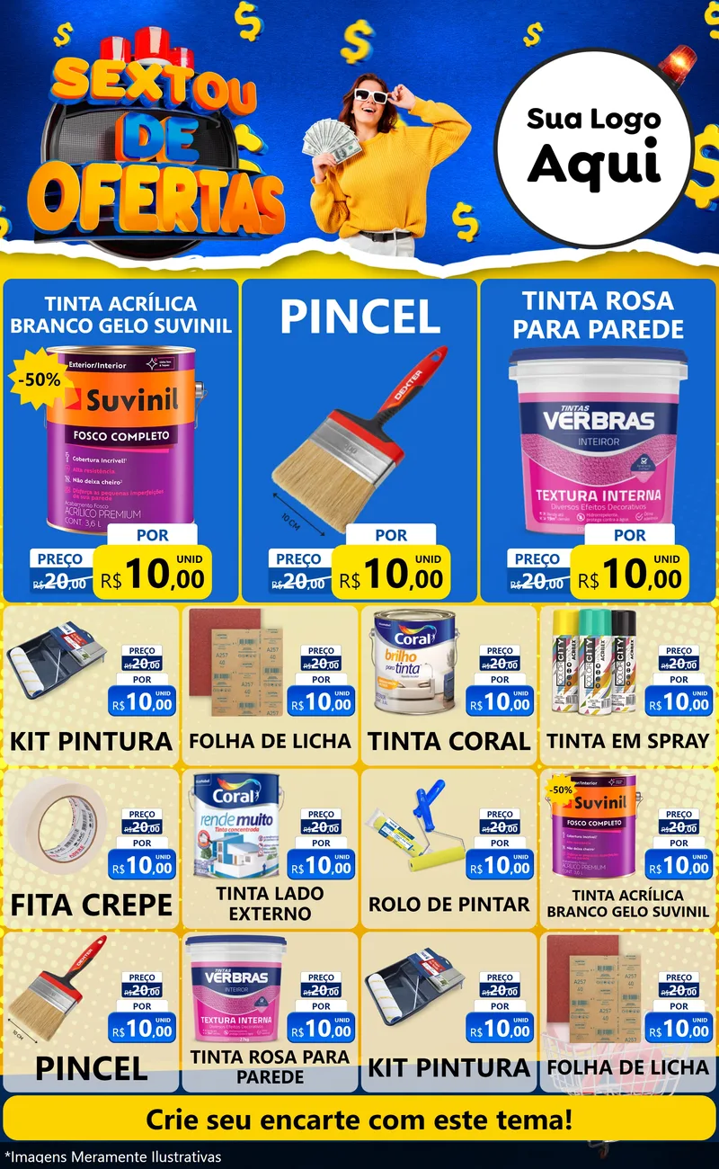 Modelo de Encarte para Encarte Grande com o tema Sextou de Ofertas para Tintas e Ferramentas