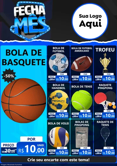 Modelo de Encarte para Encarte A4 Vertical com o tema Fecha Mês para Artigos Esportivos