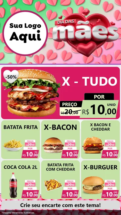 Modelo de Rede Social para Stories com o tema Dia das Mães para Hamburgueria