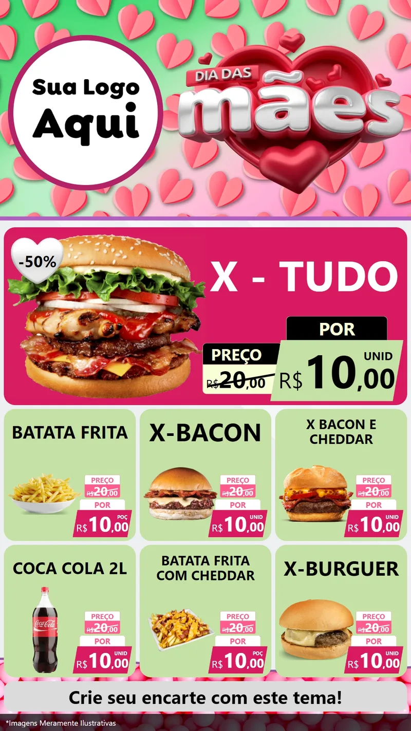 Modelo de Rede Social para Stories com o tema Dia das Mães para Hamburgueria