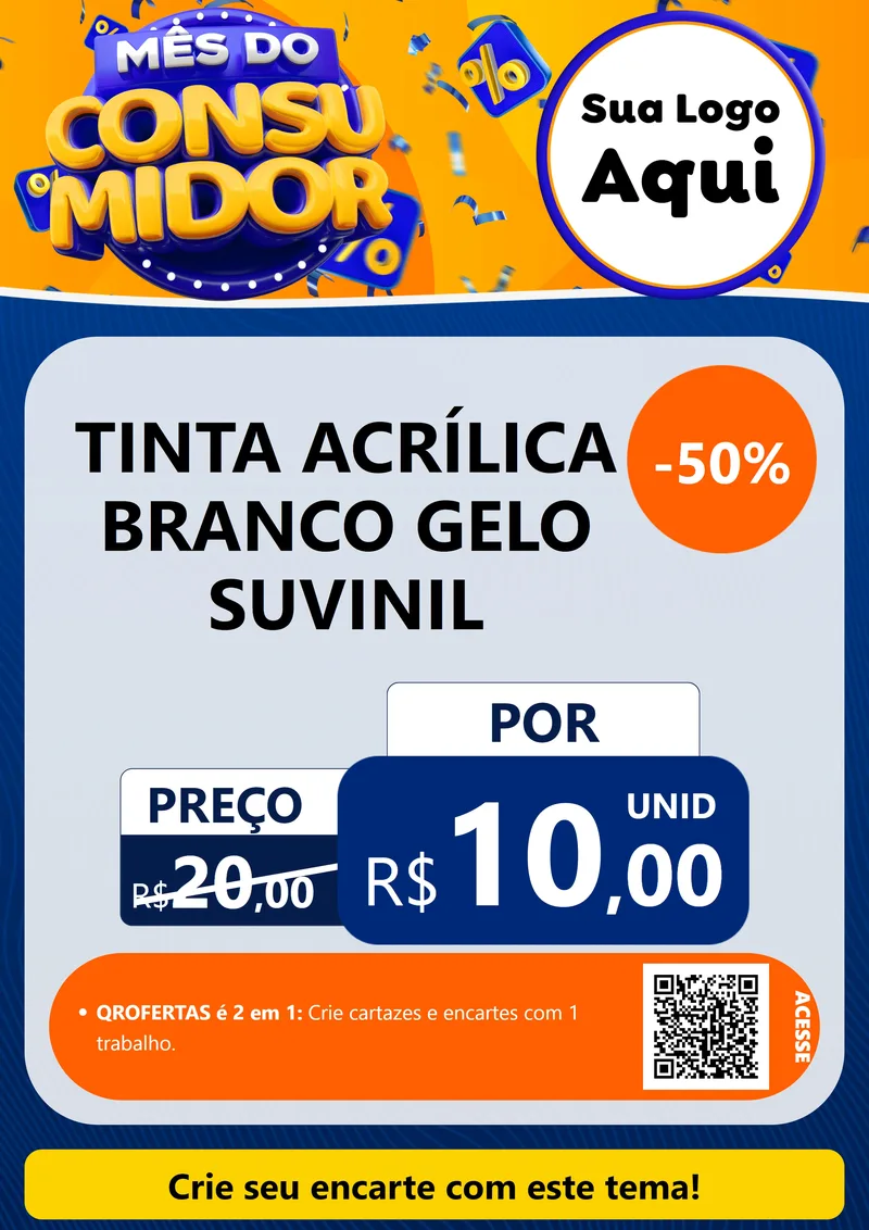 Modelo de Cartaz para Cartaz A4 Vertical com o tema Mês do Consumidor para Tintas e Ferramentas