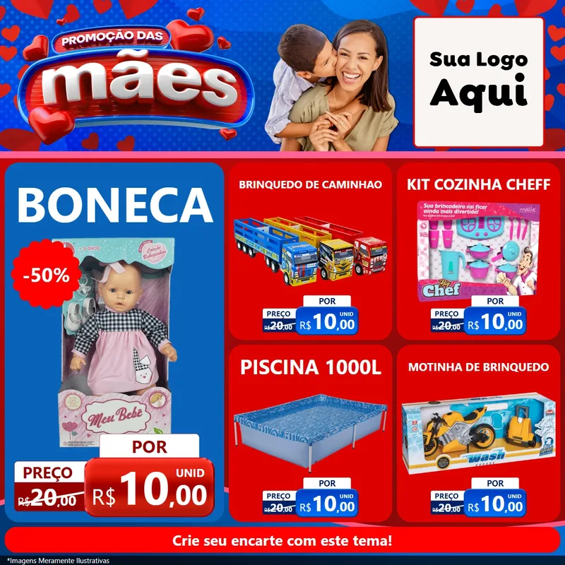 Modelo de Rede Social para Feed Facebook com o tema Promoção das Mães para Brinquedos
