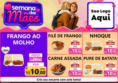 Modelo de Encarte para Encarte A4 Horizontal com o tema Semana das Mães para Restaurante