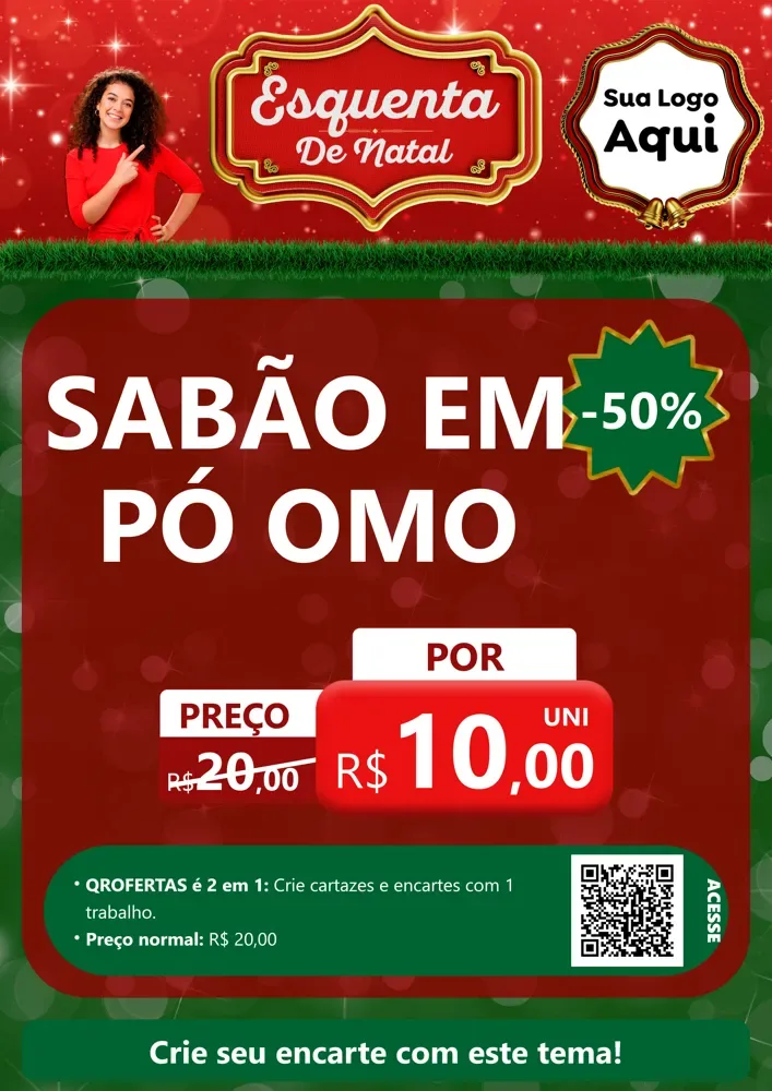 Modelo de Cartaz para Cartaz A4 Vertical com o tema Esquenta de Natal para Produtos de Limpeza