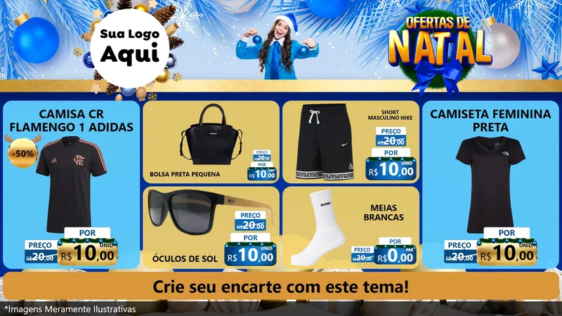 Modelo de TV para TV Horizontal com o tema Ofertas de Natal para Roupas e acessórios
