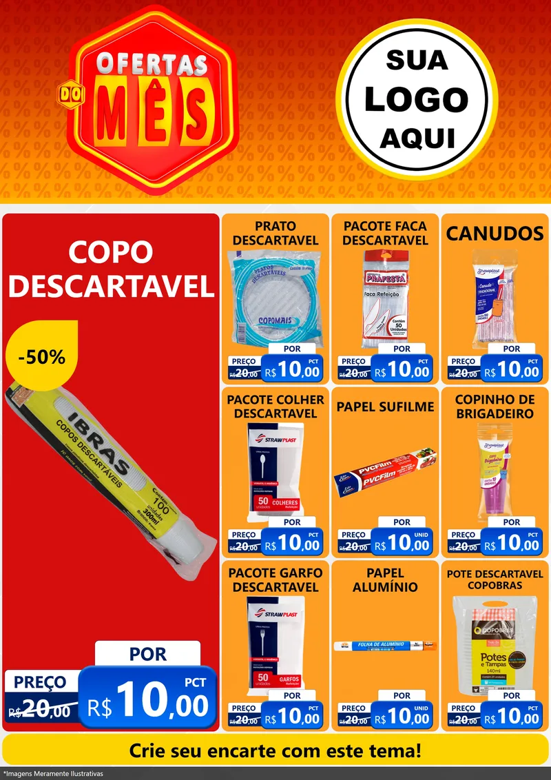 Modelo de Encarte para Encarte A4 Vertical com o tema Ofertas do Mês para Embalagens