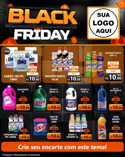 Modelo de Rede Social para Feed Instagram com o tema Black Friday para Produtos de Limpeza