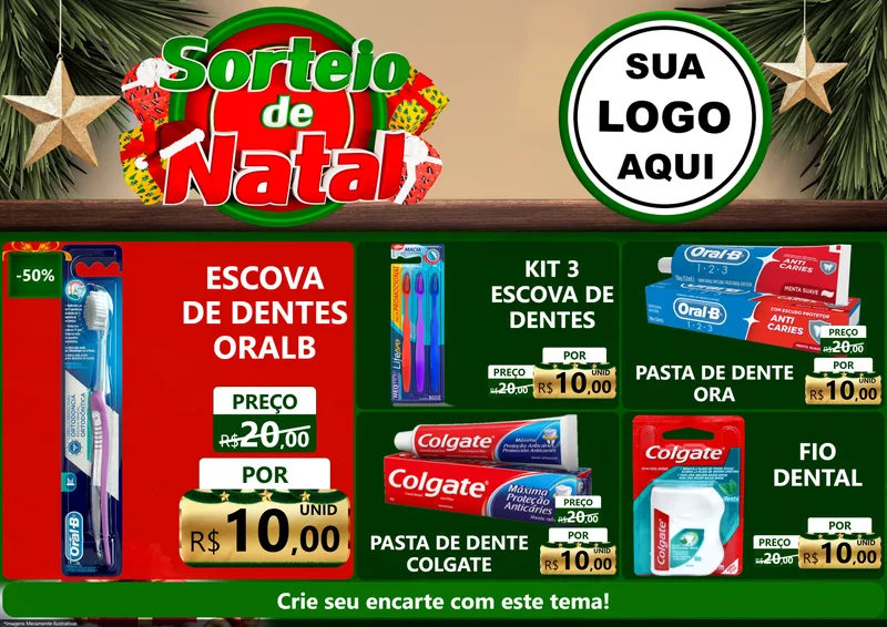 Modelo de Encarte para Encarte A4 Horizontal com o tema Sorteio de Natal para Higiene Pessoal