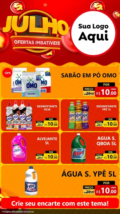 Modelo de TV para TV Vertical com o tema Julho Ofertas Imbatíveis para Produtos de Limpeza