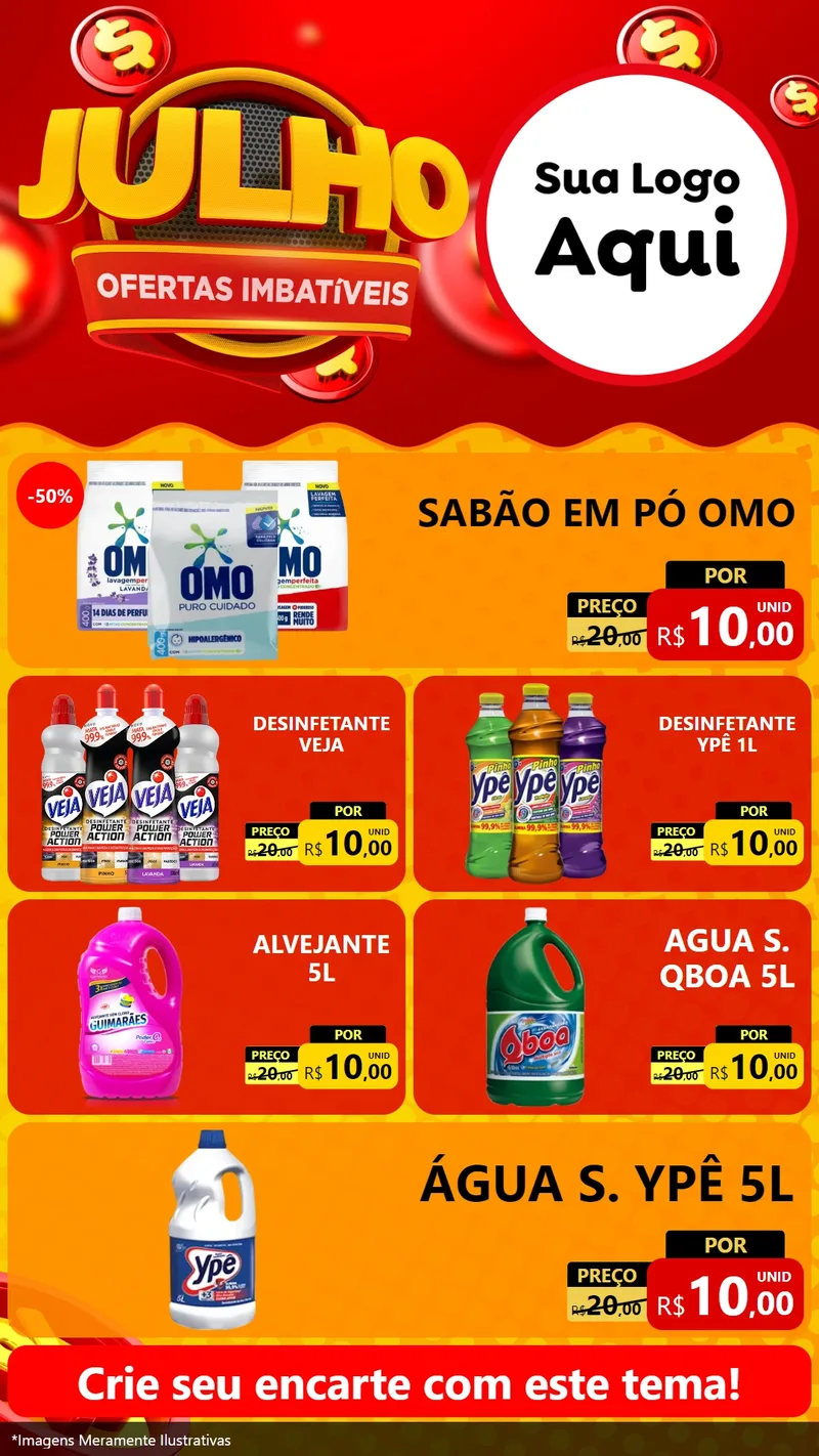 Modelo de TV para TV Vertical com o tema Julho Ofertas Imbatíveis para Produtos de Limpeza
