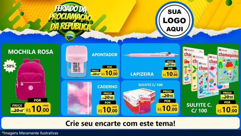Modelo de TV para TV Horizontal com o tema Feriado da Proclamação da República para Papelaria